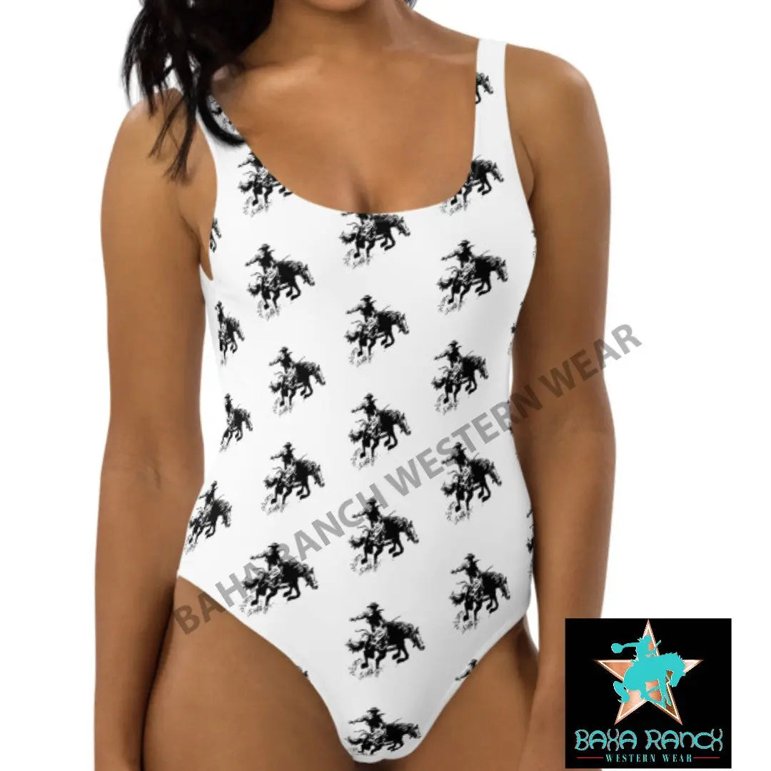 Yeehaw Rodeo Cowboy One Piece Swim Suit Baha Ranch Western Wear