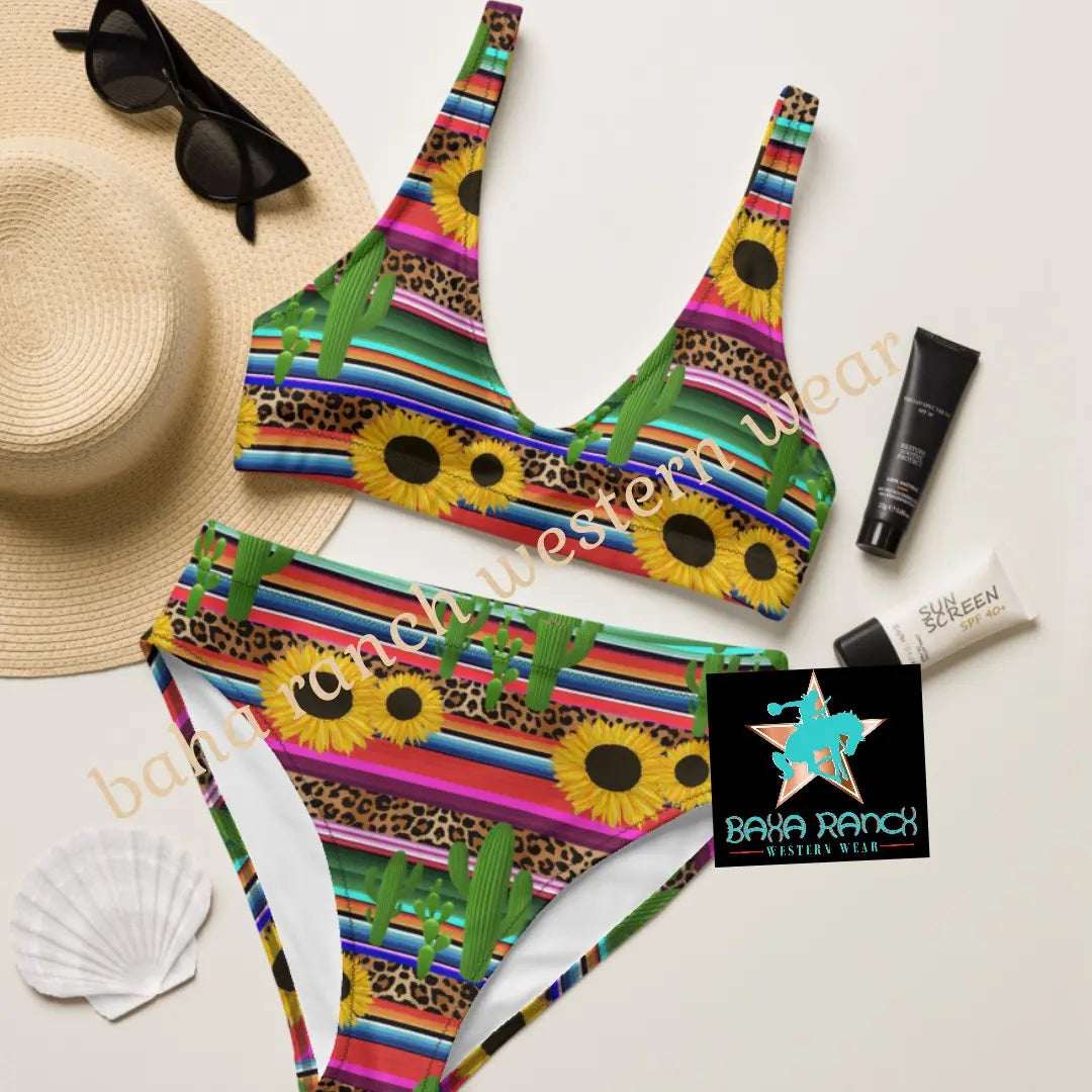 Yeehaw Sunflower Serape Bikini Baha Ranch Western Wear