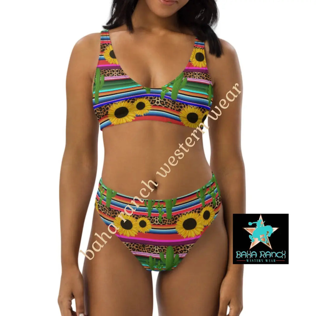 Yeehaw Sunflower Serape Bikini Baha Ranch Western Wear