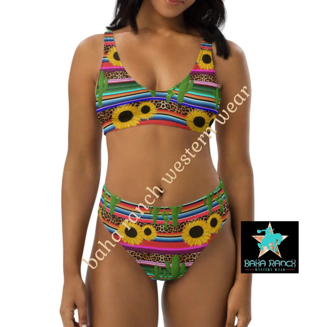 Yeehaw Sunflower Serape Bikini Baha Ranch Western Wear