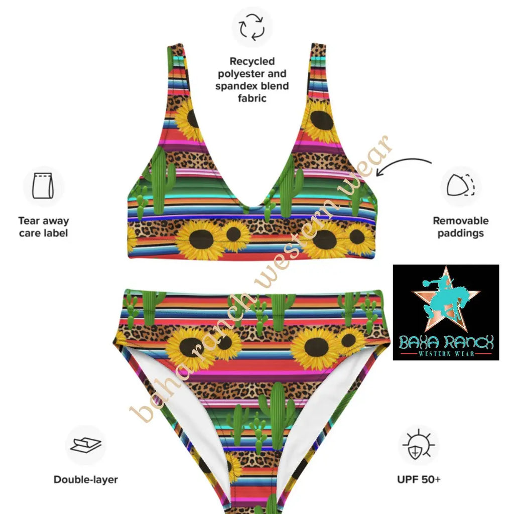 Yeehaw Sunflower Serape Bikini Baha Ranch Western Wear
