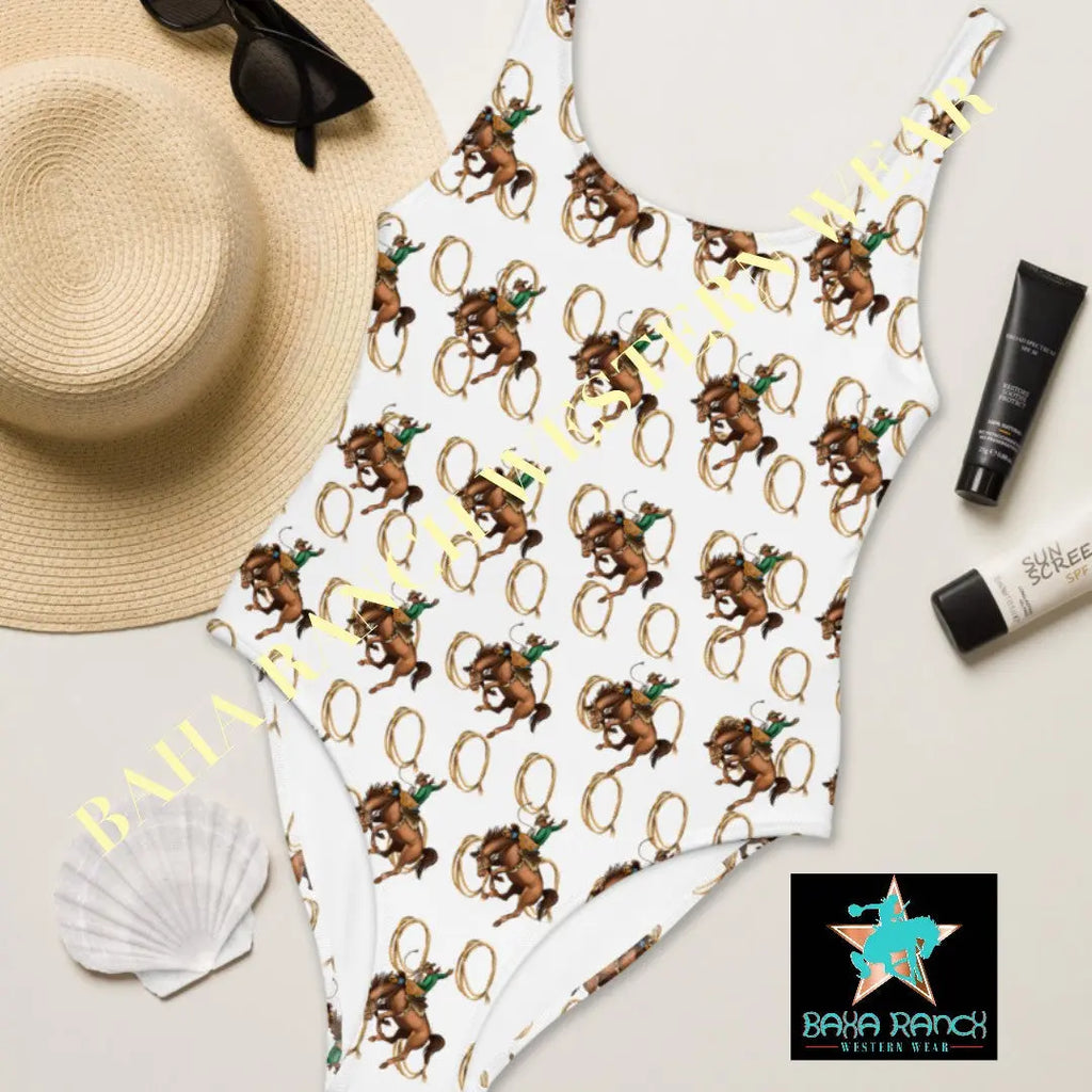 Yeehaw Rope & Ride One-Piece Swimsuit Baha Ranch Western Wear