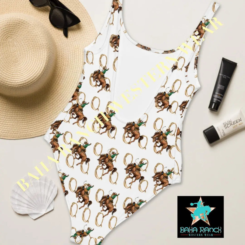 Yeehaw Rope & Ride One-Piece Swimsuit Baha Ranch Western Wear