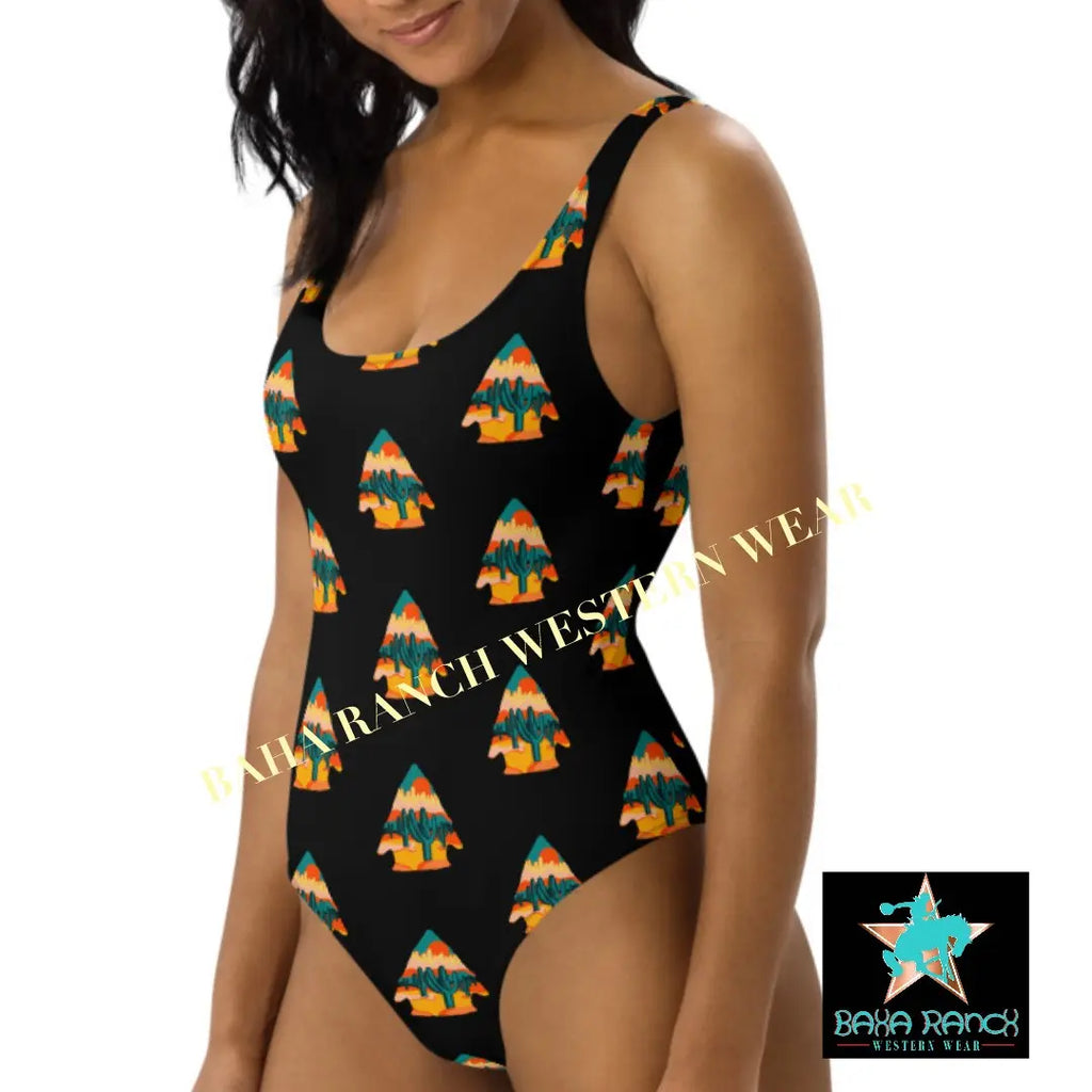 Yeehaw Desert Arrowhead One-Piece Swimsuit Baha Ranch Western Wear