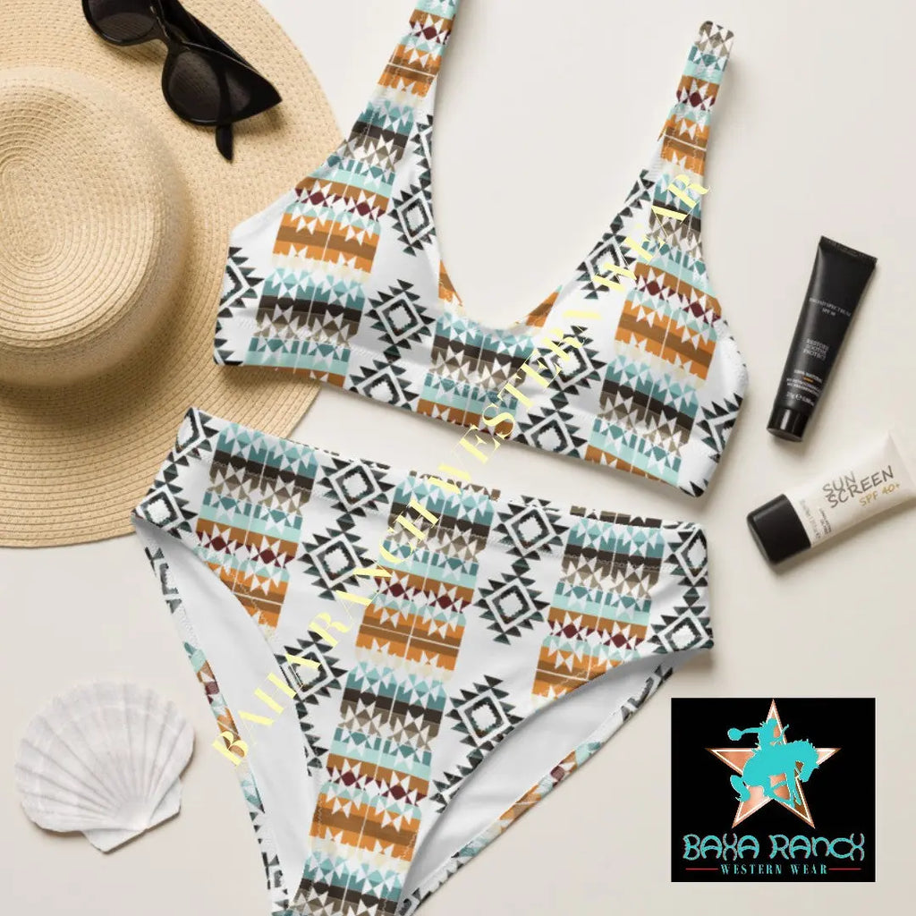 Yeehaw Aztec Blanket Print Bikini Baha Ranch Western Wear