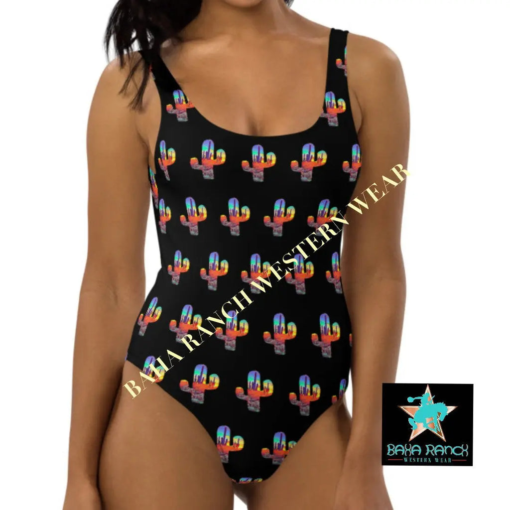 Yeehaw Sunset Desert One-Piece Swimsuit Baha Ranch Western Wear