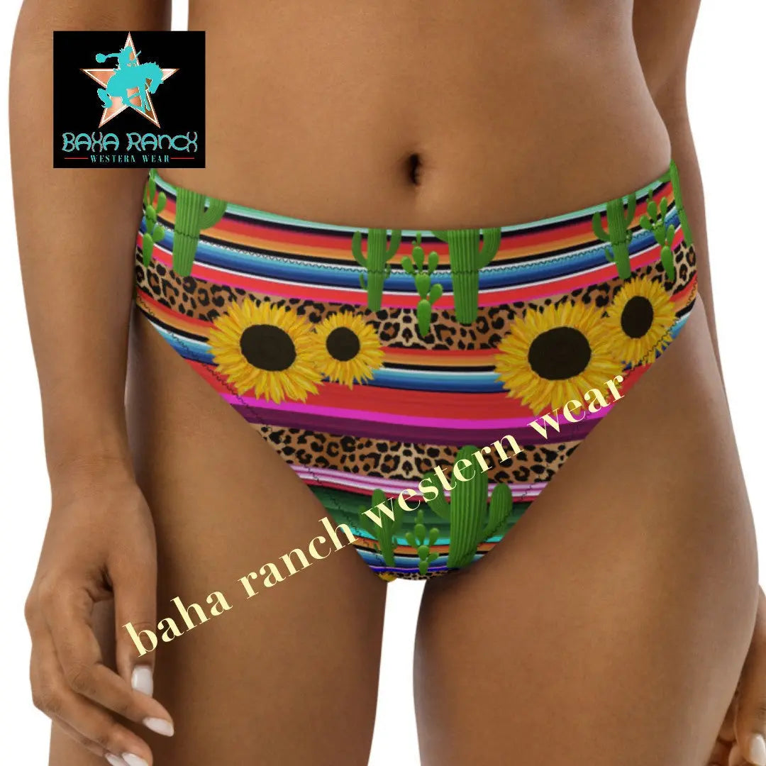 Yeehaw Sunflower Serape Cactus Bikini Bottom Baha Ranch Western Wear