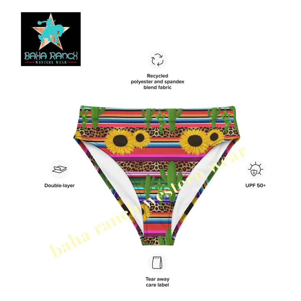 Yeehaw Sunflower Serape Cactus Bikini Bottom Baha Ranch Western Wear