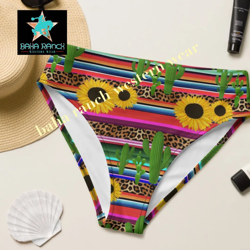 Yeehaw Sunflower Serape Cactus Bikini Bottom Baha Ranch Western Wear