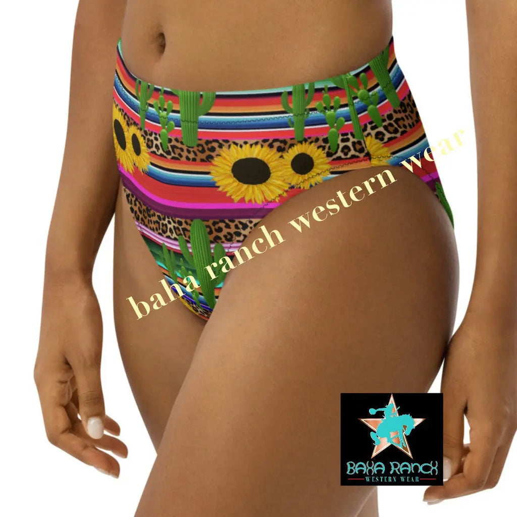 Yeehaw Sunflower Serape Cactus Bikini Bottom Baha Ranch Western Wear