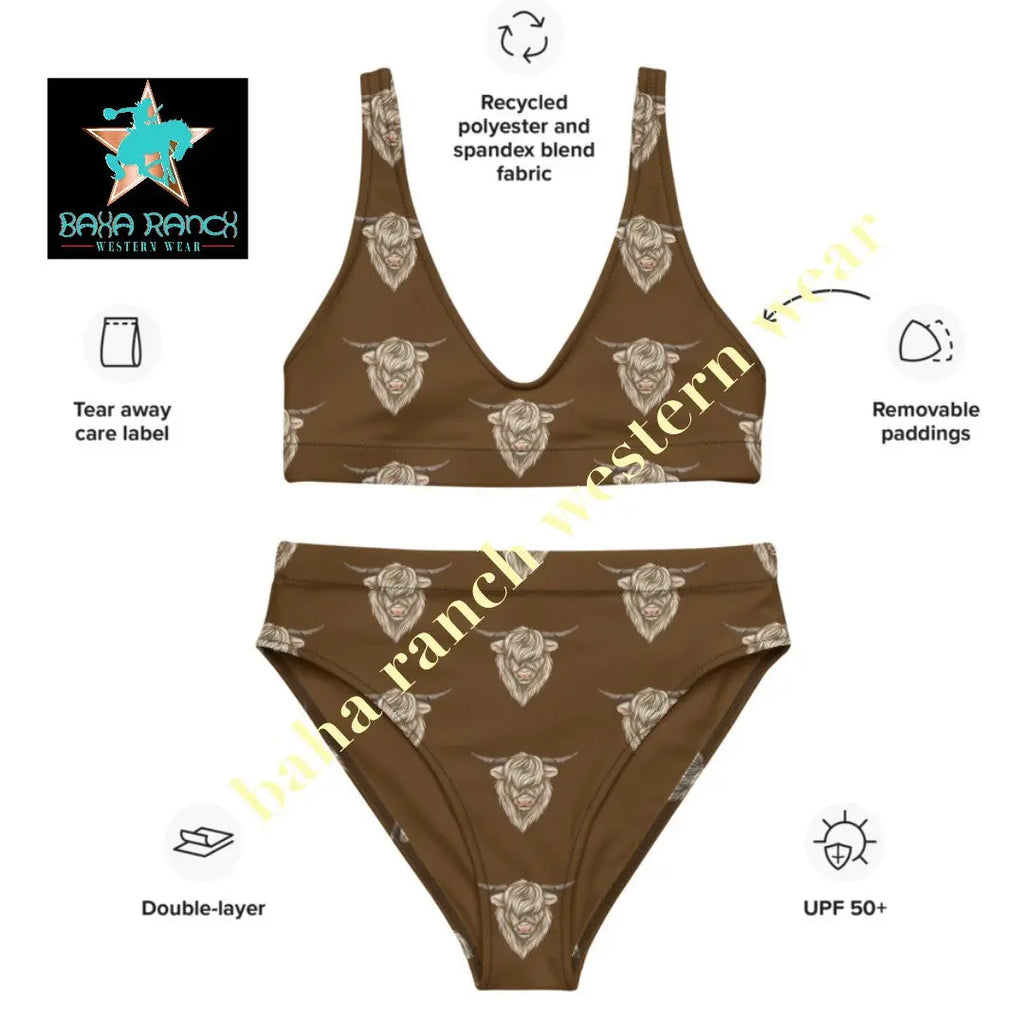 Yeehaw Highland Cow Bikini Baha Ranch Western Wear