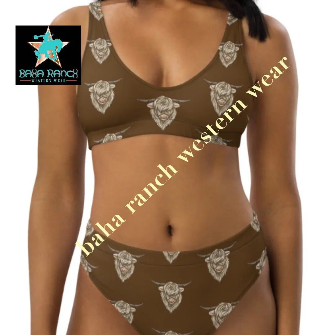 Yeehaw Highland Cow Bikini Baha Ranch Western Wear