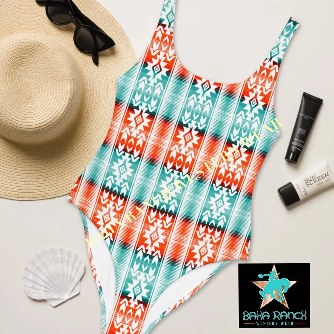 Yeehaw Aztec Print One-Piece Swimsuit Baha Ranch Western Wear