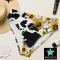 Yeehaw Cow Print Sunflower Bikini Bottom Baha Ranch Western Wear