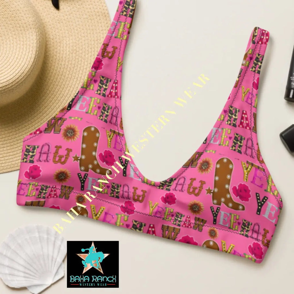Yeehaw Pink Yeehaw Bikini Top Baha Ranch Western Wear