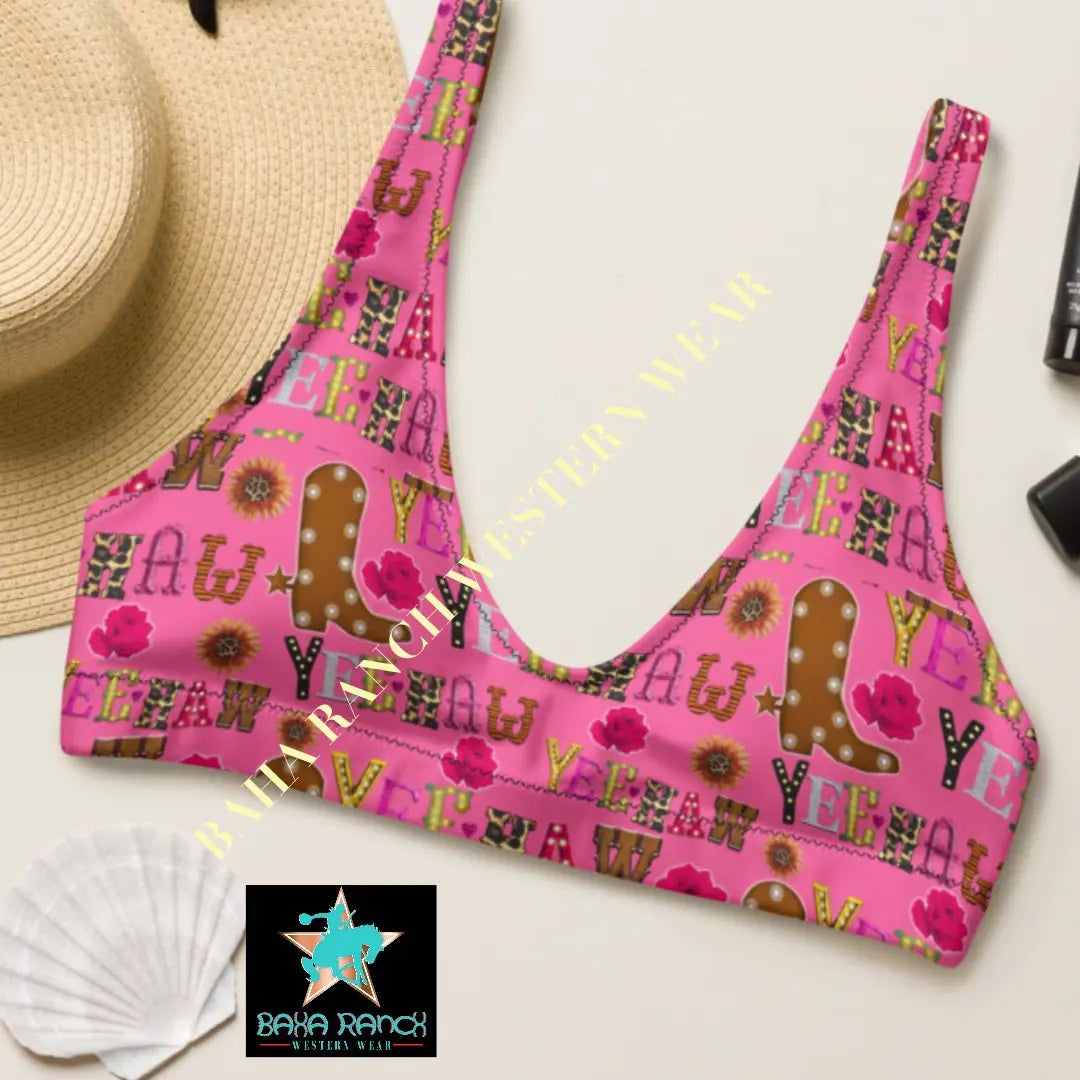 Yeehaw Pink Yeehaw Bikini Top Baha Ranch Western Wear