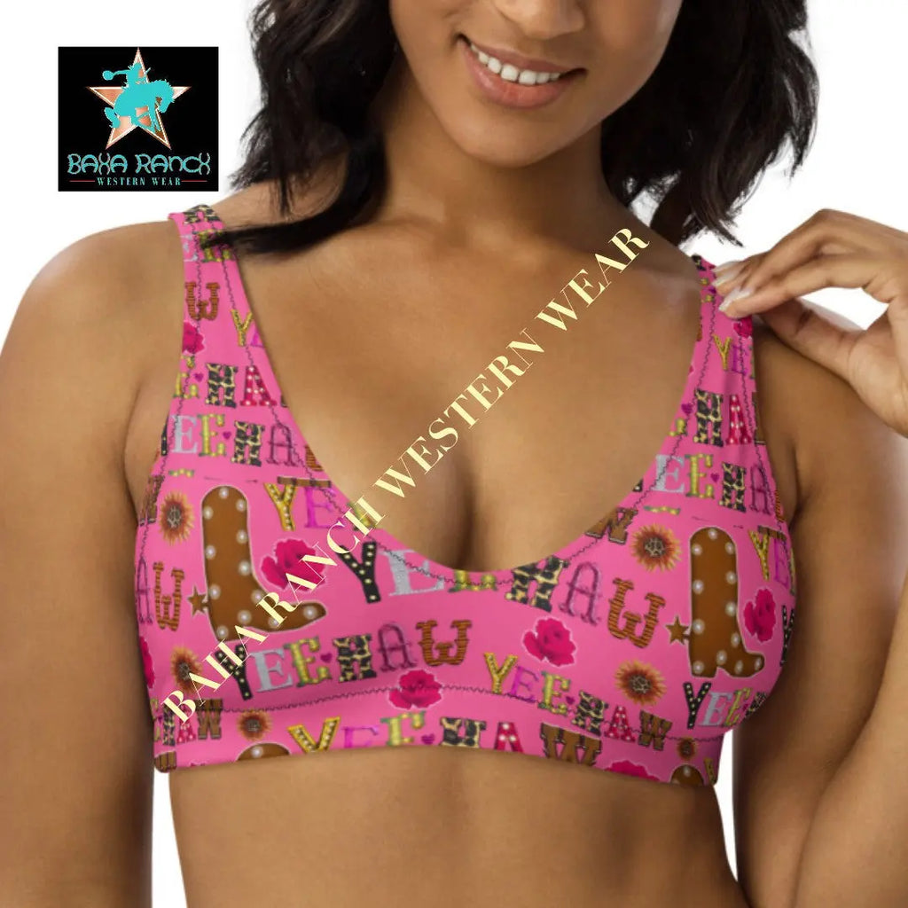 Yeehaw Pink Yeehaw Bikini Top Baha Ranch Western Wear