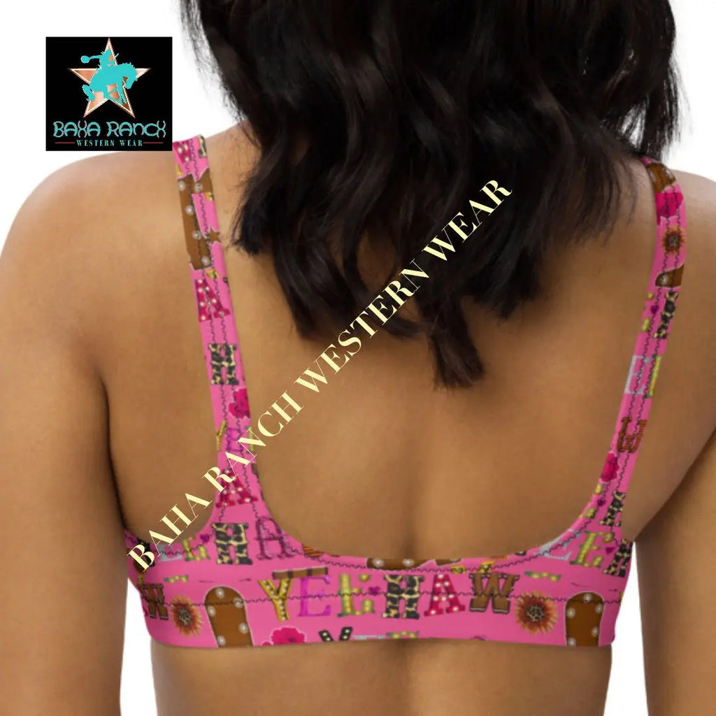 Yeehaw Pink Yeehaw Bikini Top Baha Ranch Western Wear