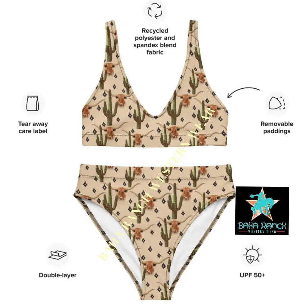 Yeehaw Longhorn Ranch Cactus Bikini Baha Ranch Western Wear