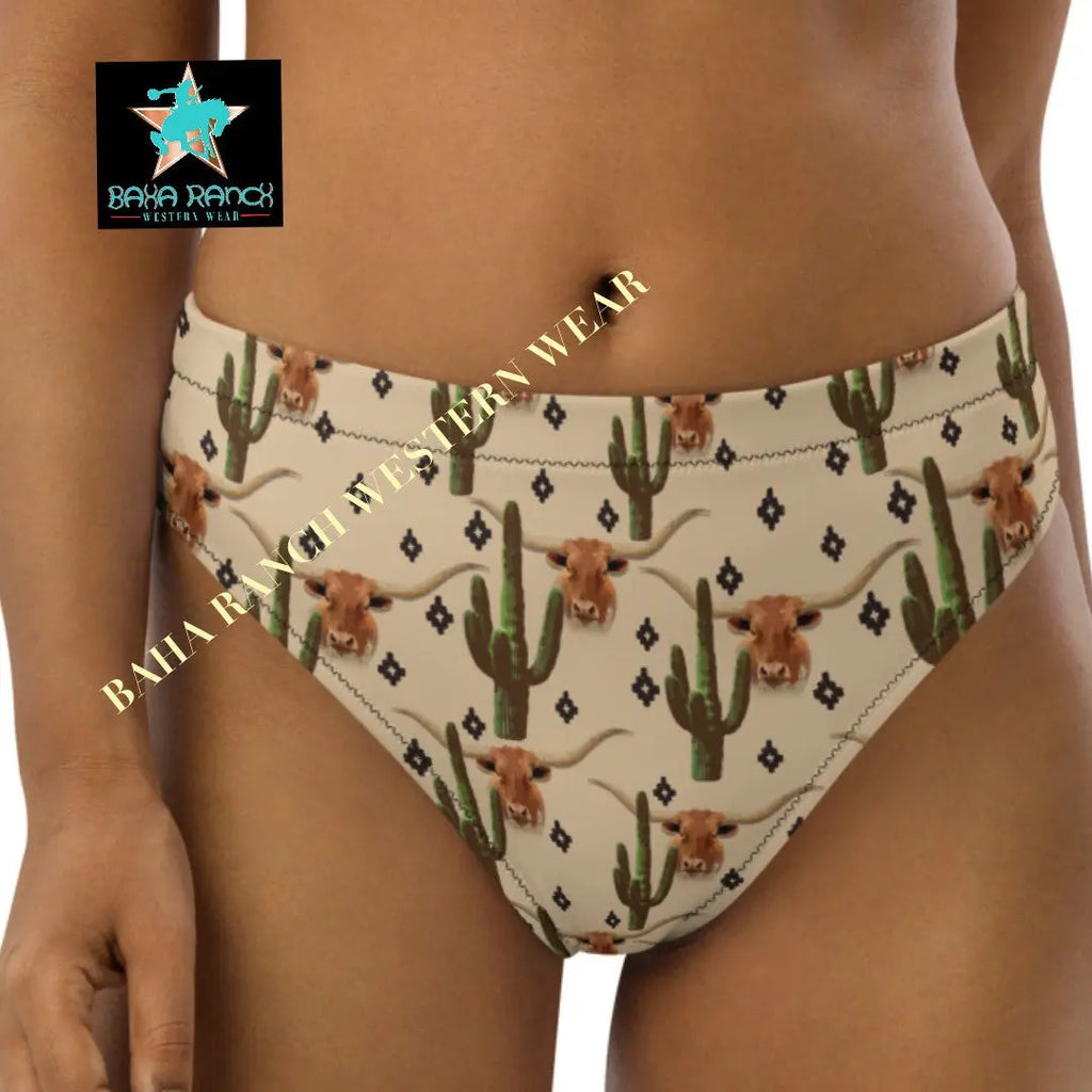 Yeehaw Longhorn Ranch Cactus Bikini Bottom Baha Ranch Western Wear