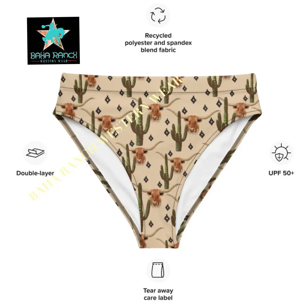 Yeehaw Longhorn Ranch Cactus Bikini Bottom Baha Ranch Western Wear