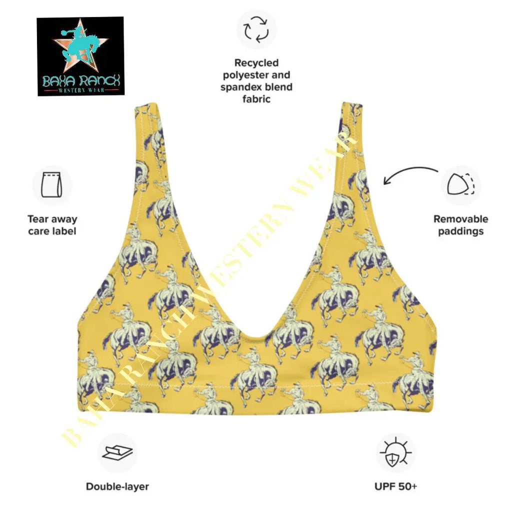 Yeehaw Vintage Bronc Buster Bikini Top Baha Ranch Western Wear