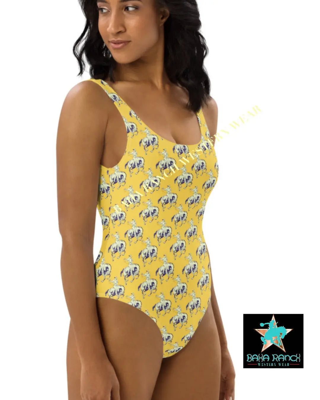Yeehaw Vintage Bronc Buster One-Piece Swimsuit Baha Ranch Western Wear
