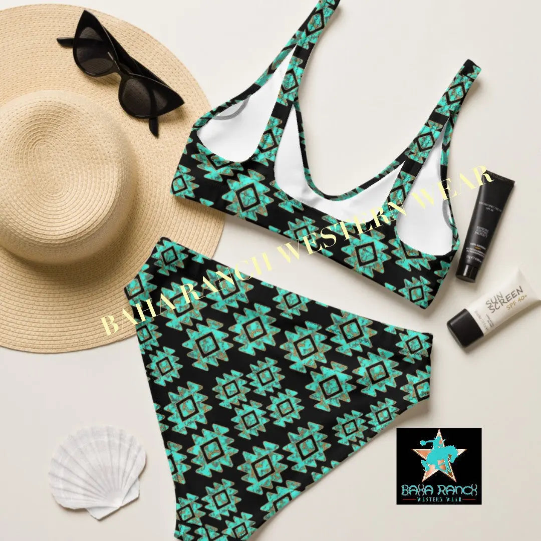 Baha Ranch Yeehaw Turquoise Aztec Bikini Baha Ranch Western Wear