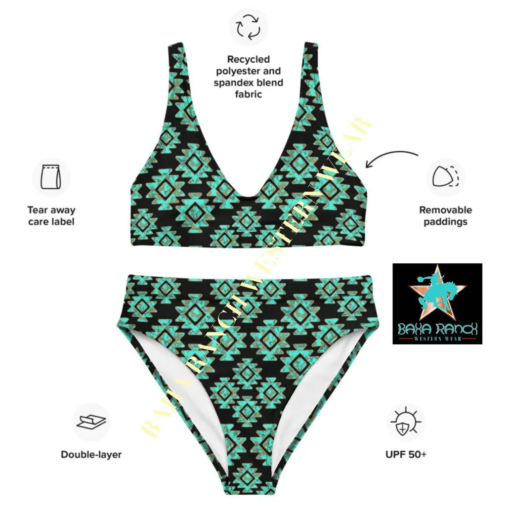 Baha Ranch Yeehaw Turquoise Aztec Bikini Baha Ranch Western Wear