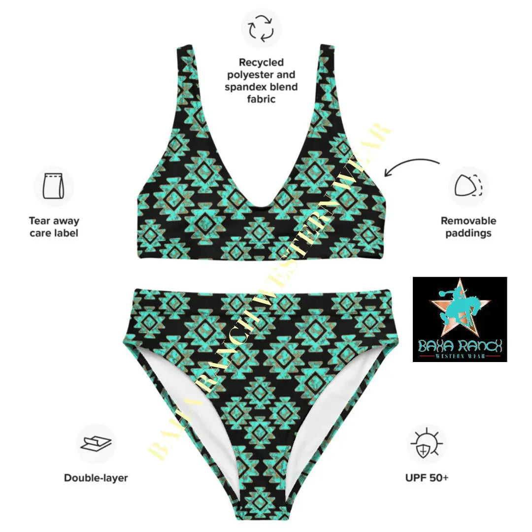 Baha Ranch Yeehaw Turquoise Aztec Bikini Baha Ranch Western Wear