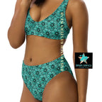 Baha Ranch Yeehaw Turquoise Floral Leather Print Bikini Baha Ranch Western Wear