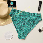 Baha Ranch Yeehaw Turquoise Floral Leather Print Bikini Bottom Baha Ranch Western Wear