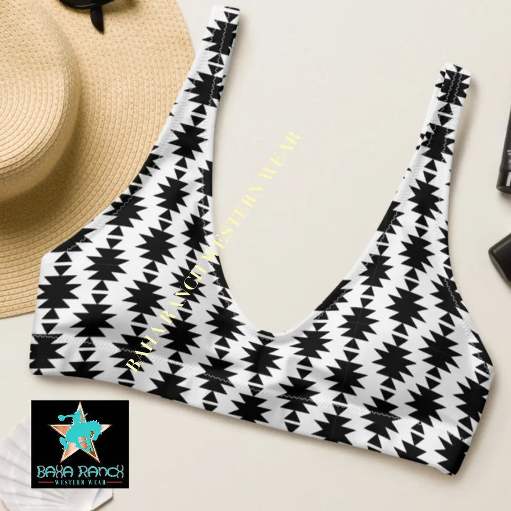 Baha Ranch Yeehaw White Aztec Bikini Top Baha Ranch Western Wear