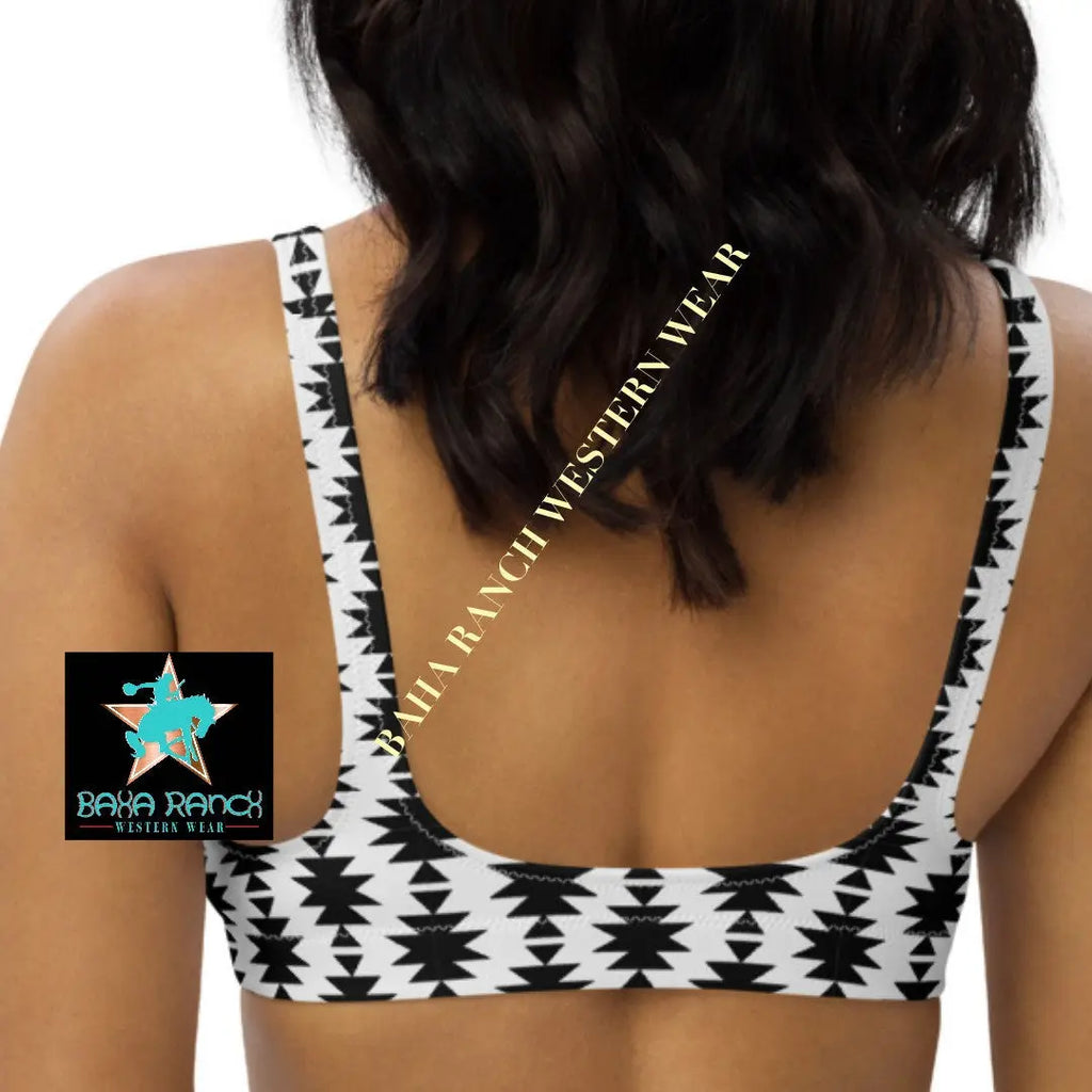 Baha Ranch Yeehaw White Aztec Bikini Top Baha Ranch Western Wear