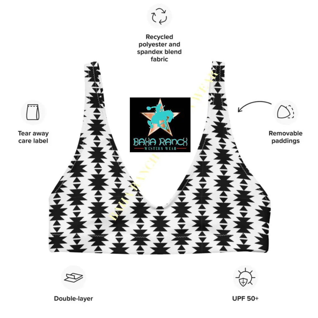 Baha Ranch Yeehaw White Aztec Bikini Top Baha Ranch Western Wear
