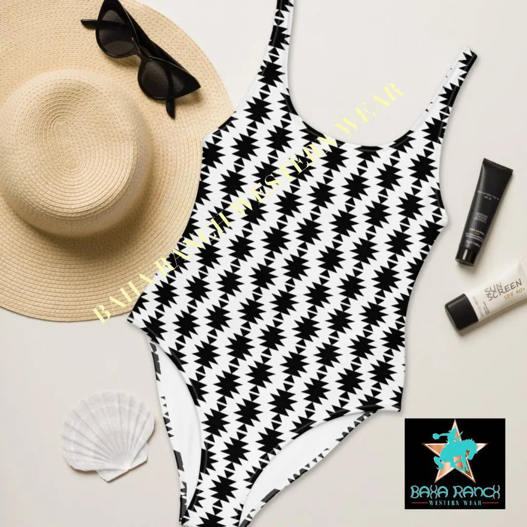 Baha Ranch Yeehaw White Aztec One Piece Swimsuit Baha Ranch Western Wear