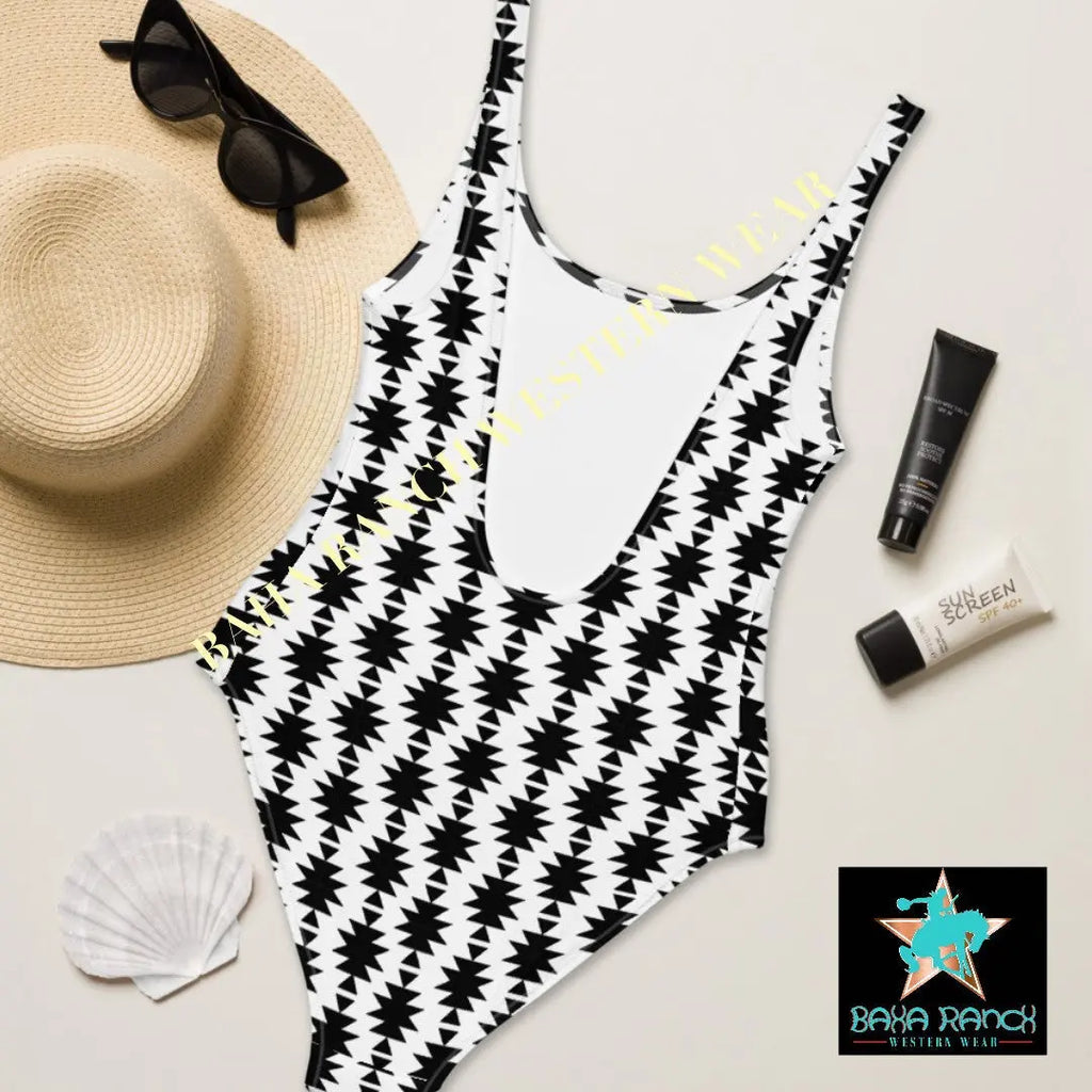 Baha Ranch Yeehaw White Aztec One Piece Swimsuit Baha Ranch Western Wear