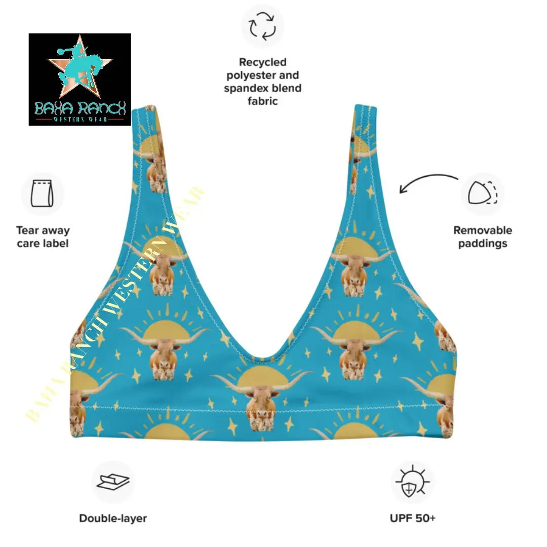 Yeehaw Longhorn Sunshine Bikini Top Baha Ranch Western Wear