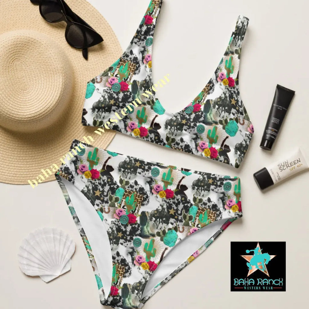 Baha Ranch Yeehaw Funky Cowgirl Collage Bikini Baha Ranch Western Wear