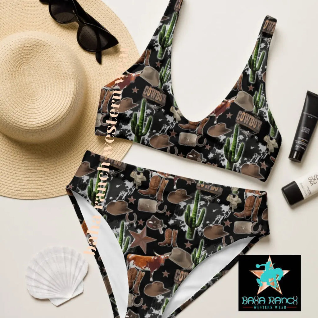 Baha Ranch Yeehaw Cowboy Collage Bikini Baha Ranch Western Wear