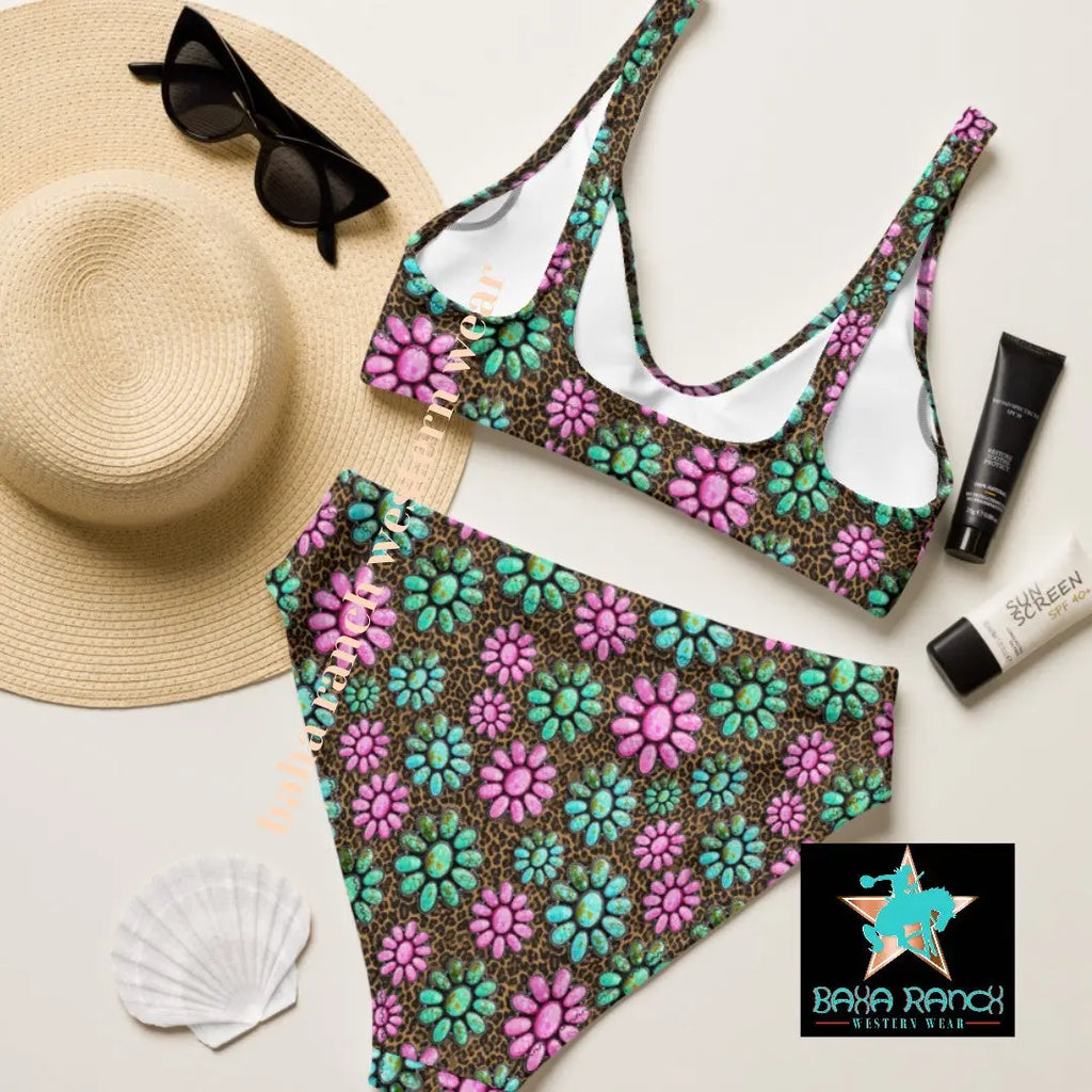Baha Ranch Yeehaw Pink Turquoise Bikini Baha Ranch Western Wear
