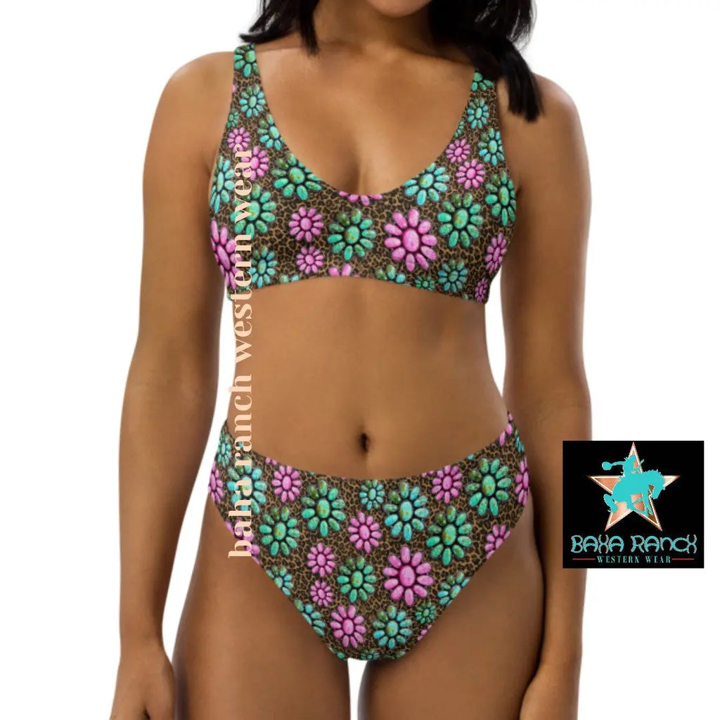 Baha Ranch Yeehaw Pink Turquoise Bikini Baha Ranch Western Wear