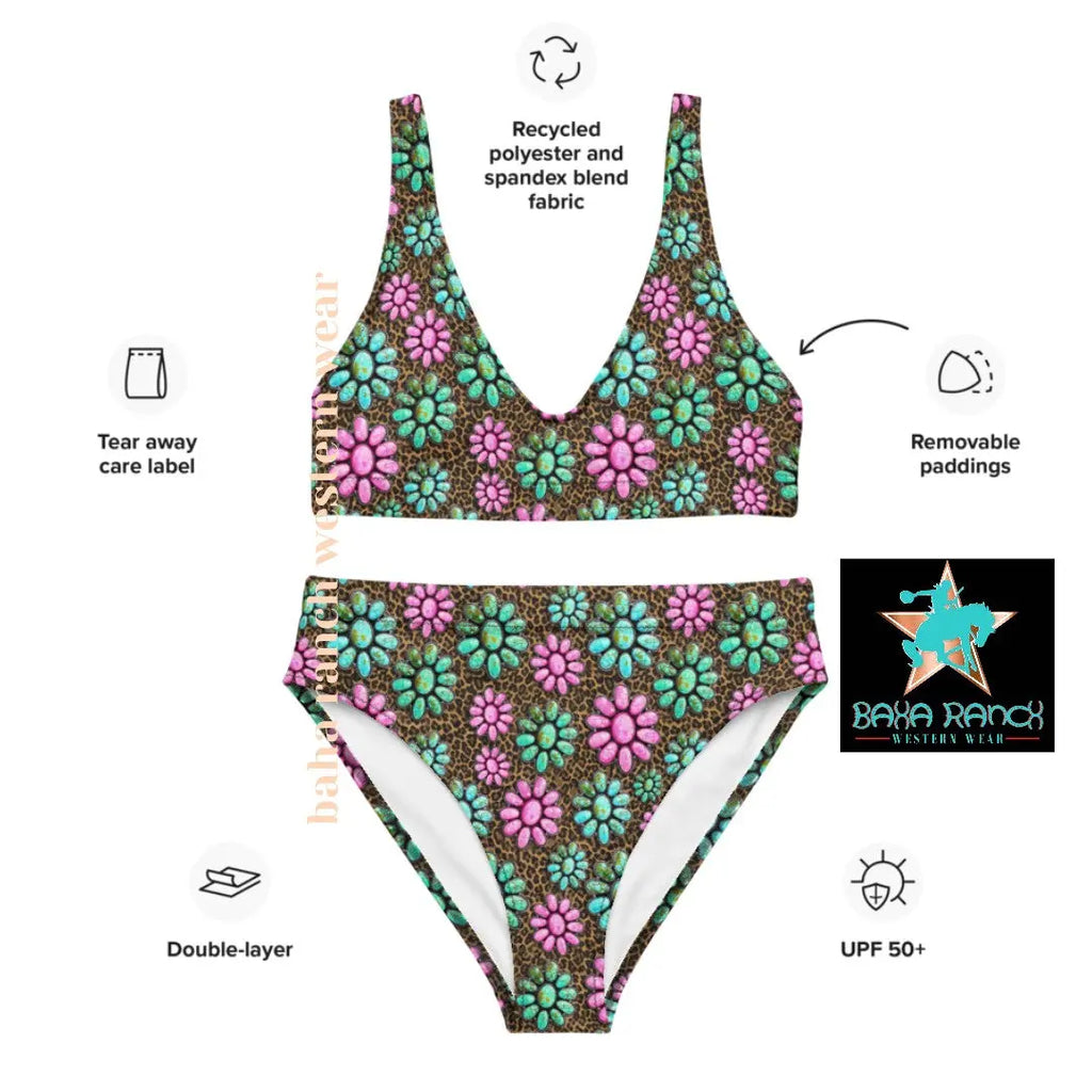 Baha Ranch Yeehaw Pink Turquoise Bikini Baha Ranch Western Wear