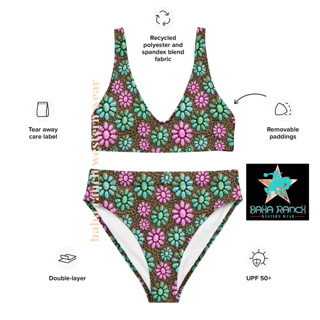 Baha Ranch Yeehaw Pink Turquoise Bikini Baha Ranch Western Wear