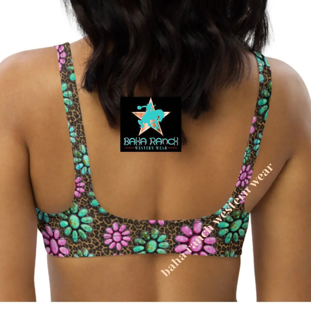 Baha Ranch Yeehaw Pink Turquoise Cowgirl Bikini Top Baha Ranch Western Wear