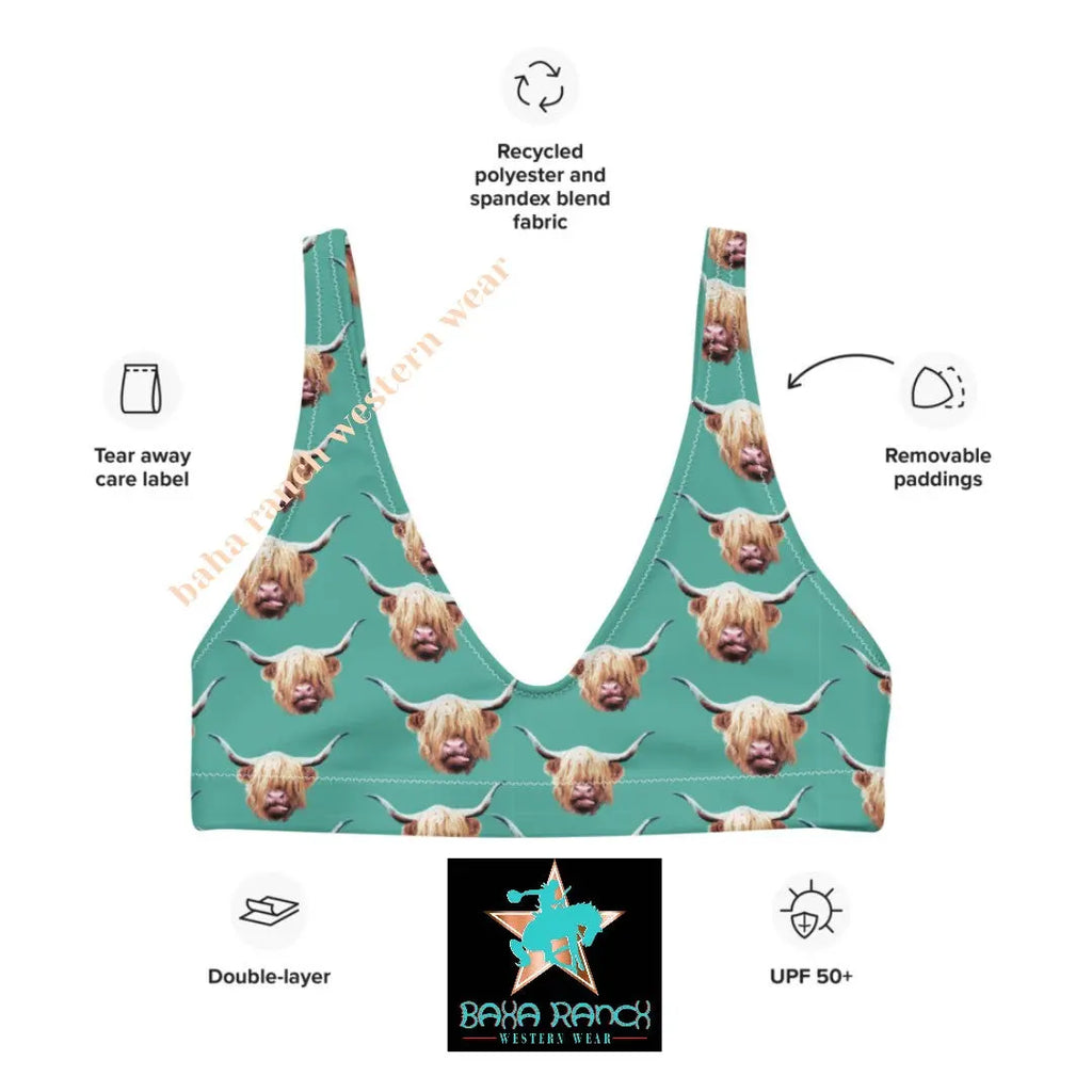 Baha Ranch Yeehaw Highland Cow Bikini Top Baha Ranch Western Wear