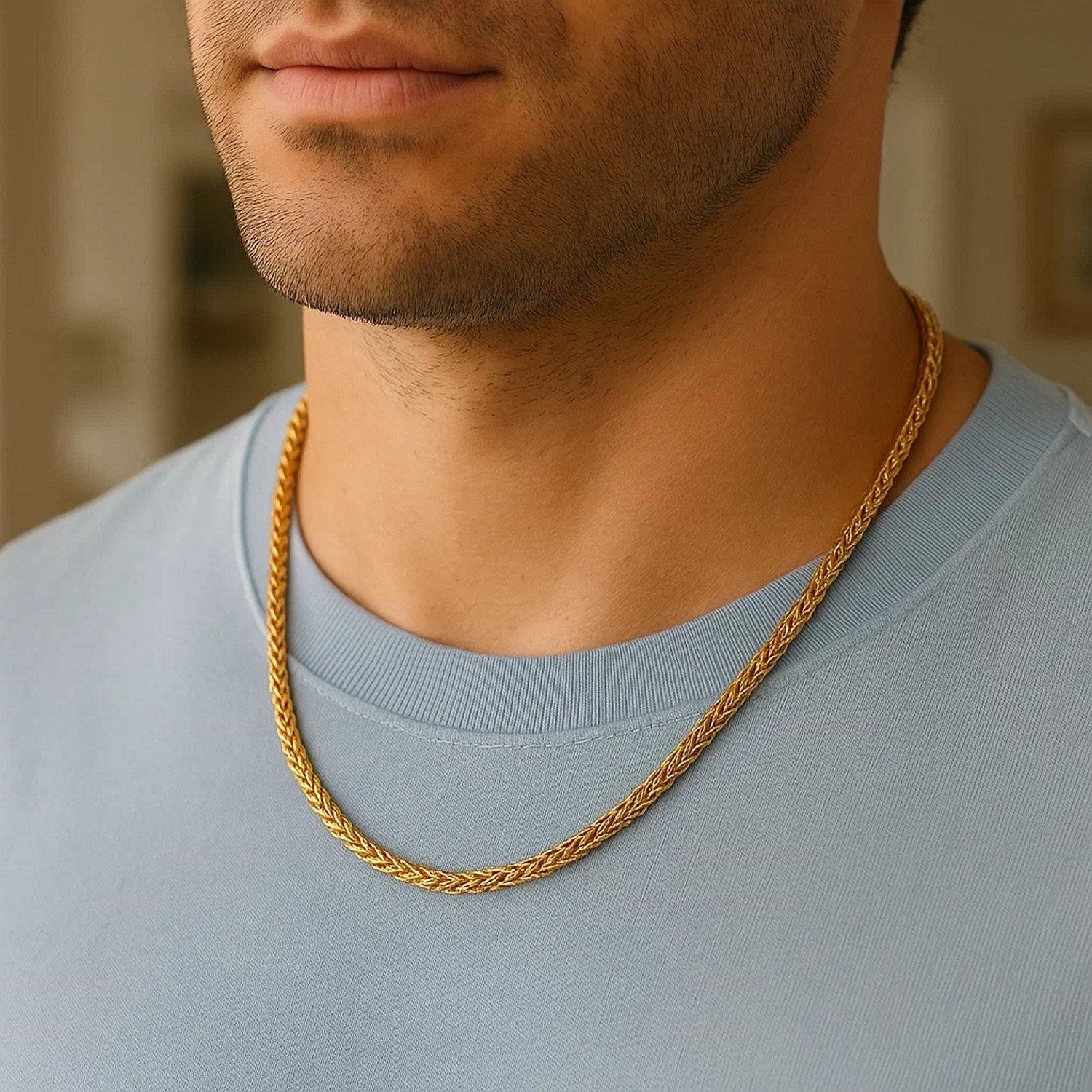14k Yellow Gold Diamond Cut Round Franco Chain (5.30 mm)