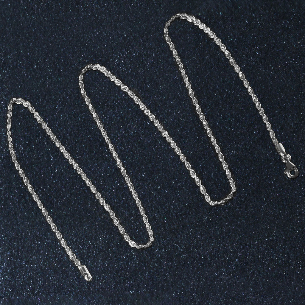 14k White Gold Solid Diamond Cut Rope Chain (1.80 mm)