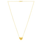 Small Puffed Heart Necklace in 14K Yellow Gold