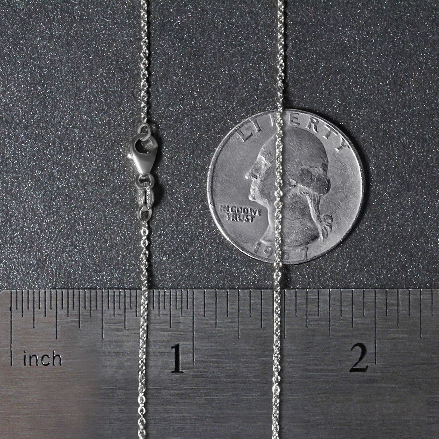 14k White Gold Oval Cable Link Chain (1.20 mm)